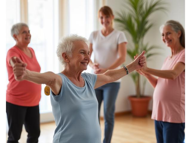Adultos mayores haciendo ejercicio de bajo impacto en Sevilla